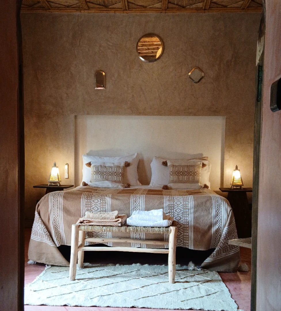 Warm natural interiors of a Moroccan suite
